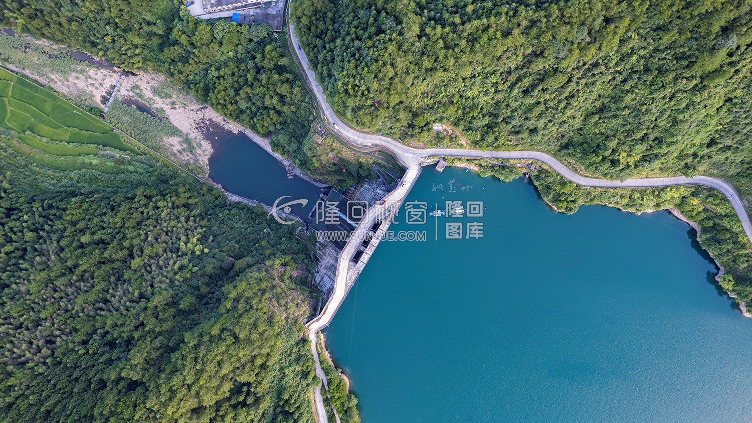 高空俯瞰水库大坝-木瓜山水库-隆回县大水田乡