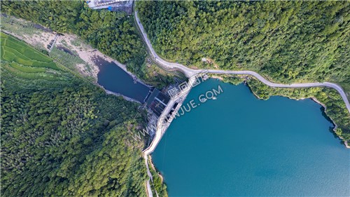 高空俯瞰水库大坝-木瓜山水库-隆回县大水田乡