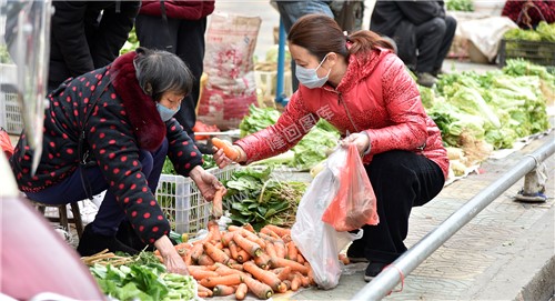 市民在挑选新鲜的胡萝卜