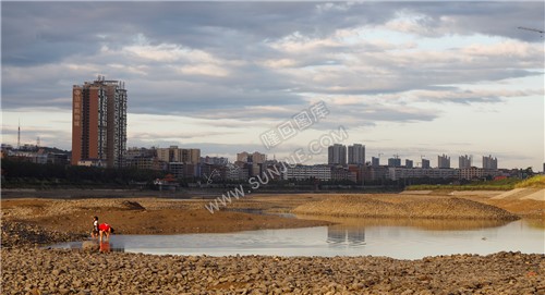 在河床上游玩的市民