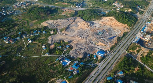 航拍学校施工现场