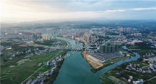 隆回县城紫霞园大桥周边风光