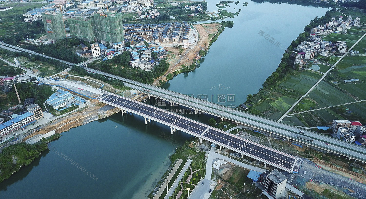 隆回县城紫霞园大桥周边风光