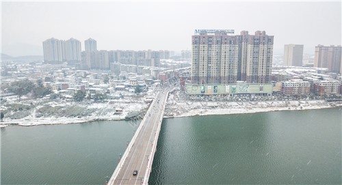 航拍隆回二桥周边雪景