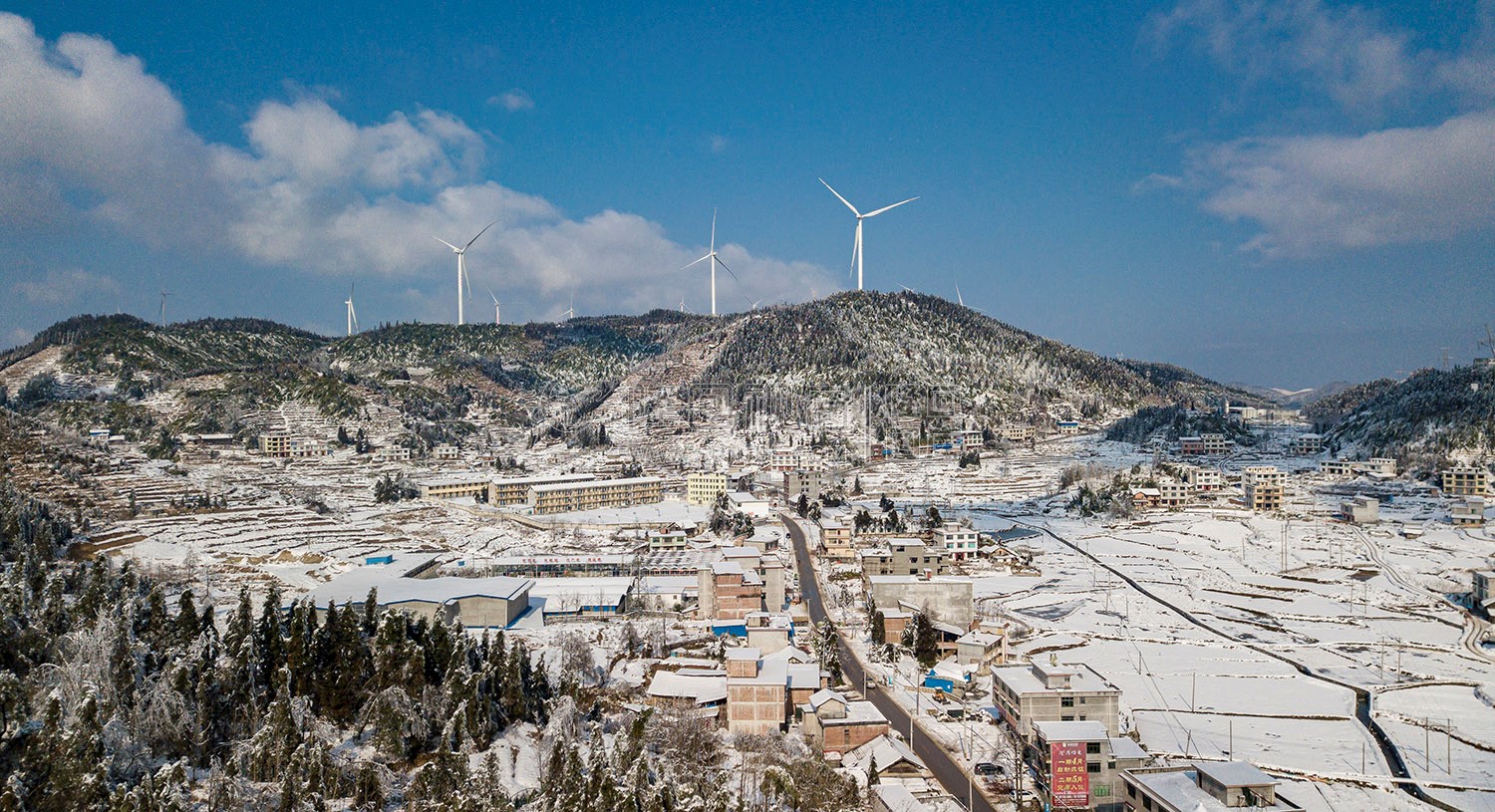 小沙江镇雪景，春节期间冬雪美景