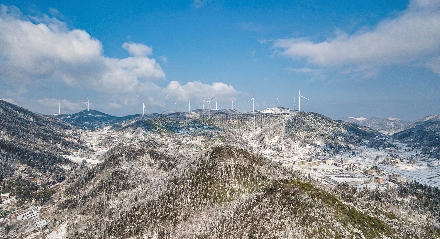 小沙江镇雪景，春节期间冬雪美景
