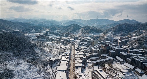 小沙江镇雪景，春节期间冬雪美景