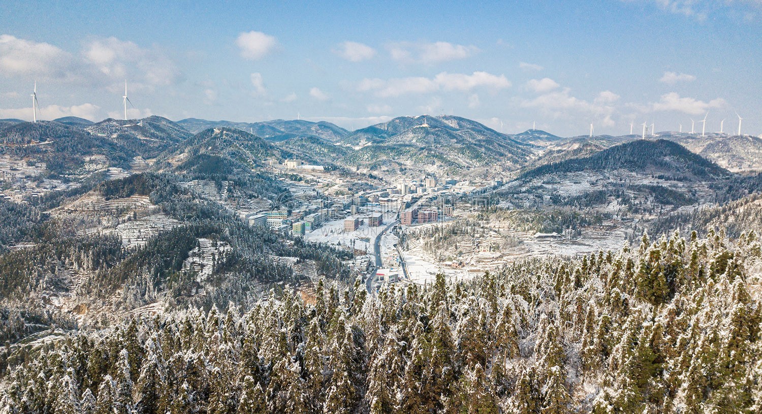 小沙江镇雪景，春节期间冬雪美景