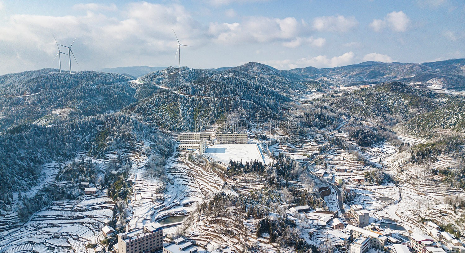小沙江镇雪景，春节期间冬雪美景