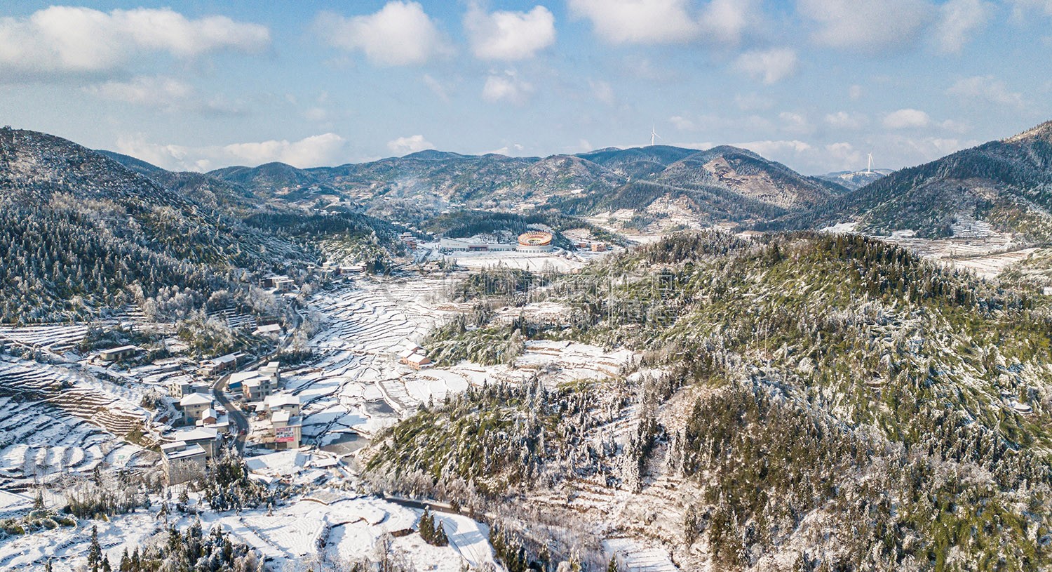小沙江镇雪景，春节期间冬雪美景