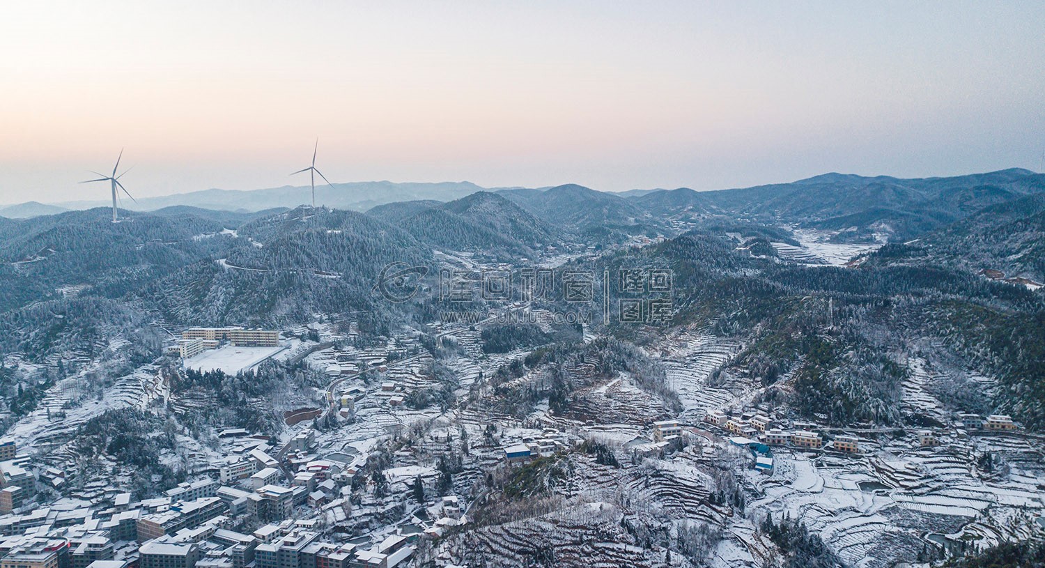 小沙江镇雪景，春节期间冬雪美景