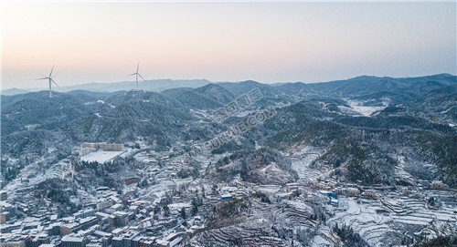 小沙江镇雪景，春节期间冬雪美景