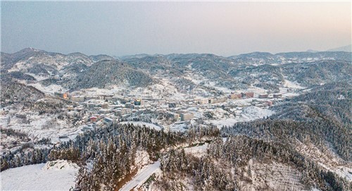 小沙江镇雪景，春节期间冬雪美景