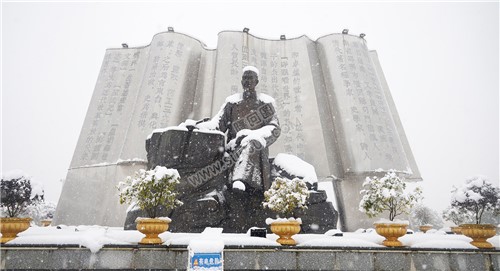 隆回高铁站雪景图