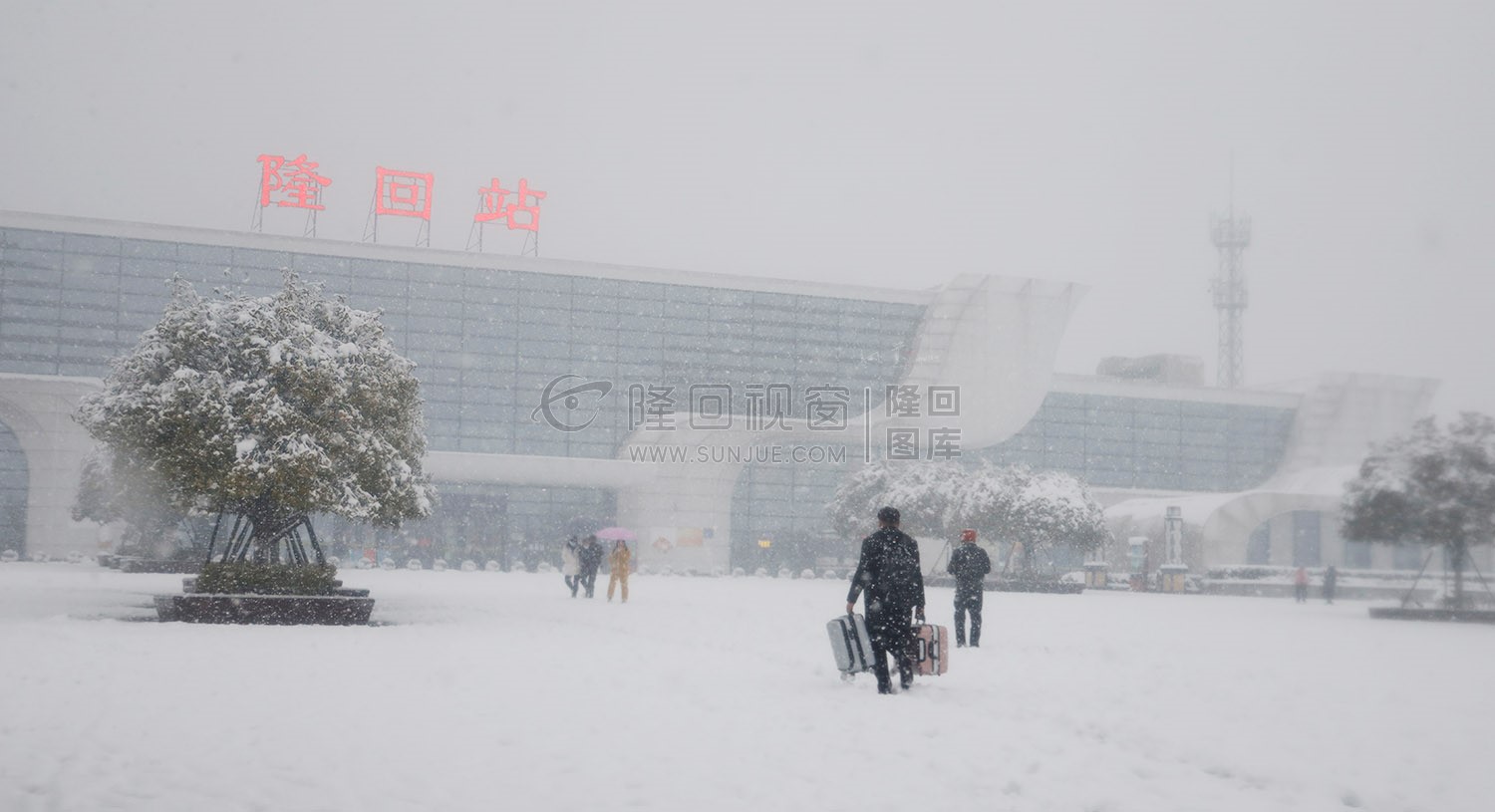 隆回高铁站雪景图