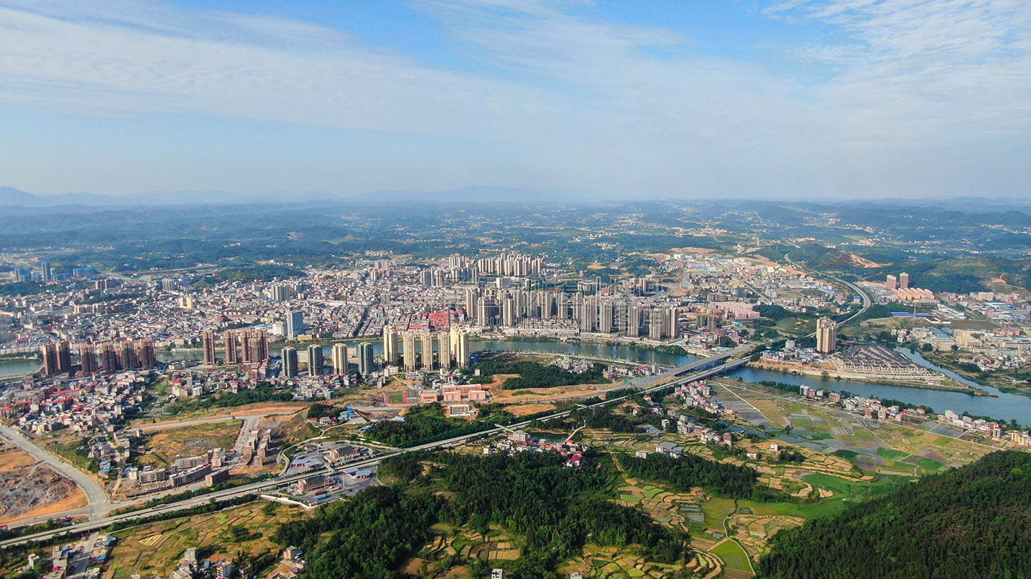 隆回城南区域航拍