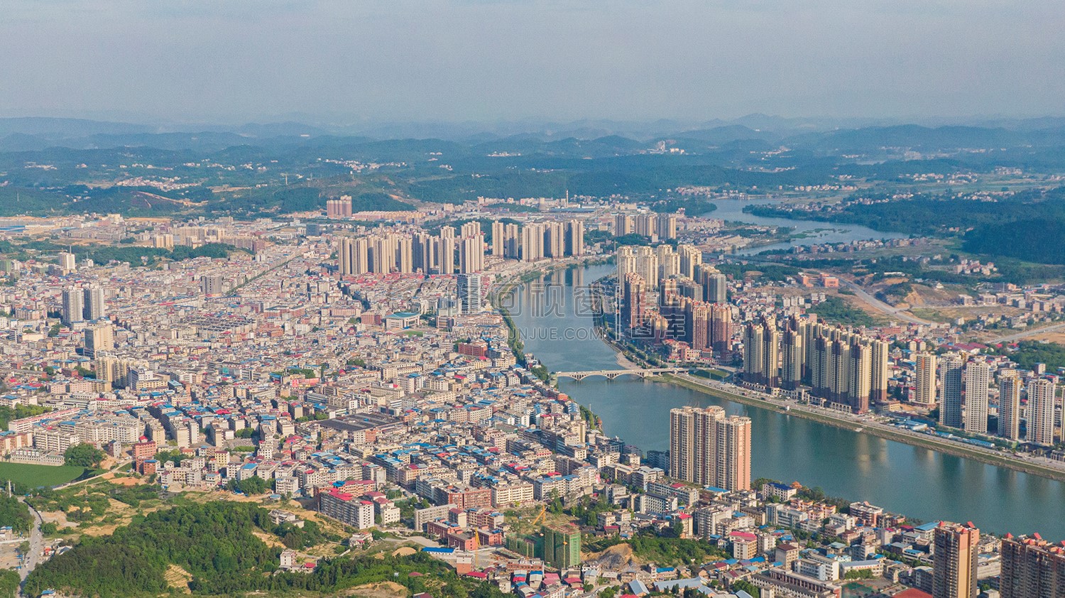 隆回县城城西区域航拍