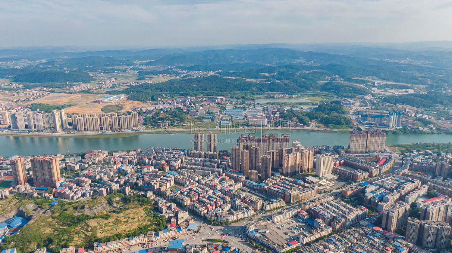 隆回县城城西区域航拍