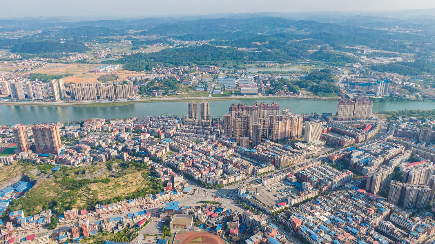 隆回县城城西区域航拍