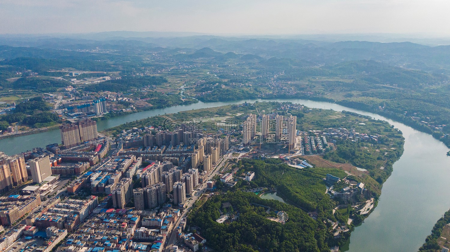 隆回县城城西区域航拍