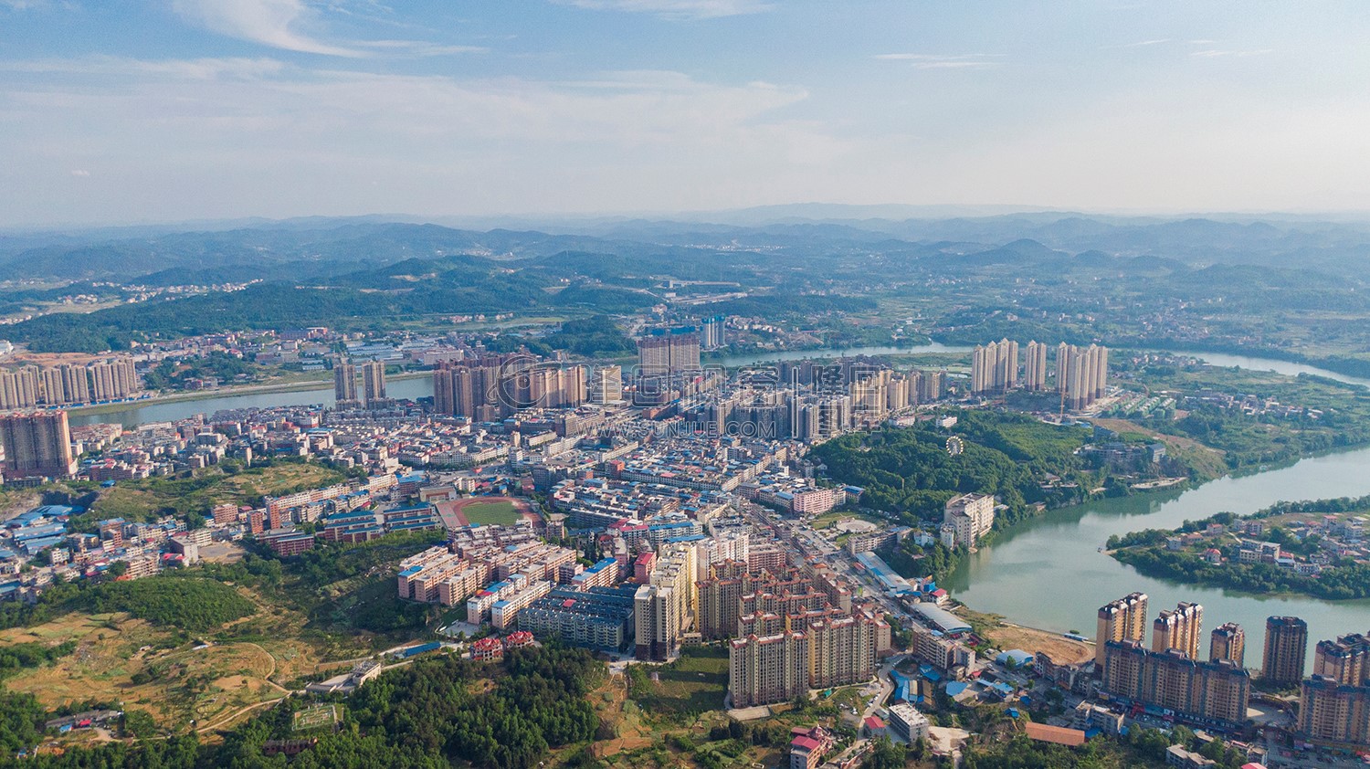 隆回县城城西区域航拍