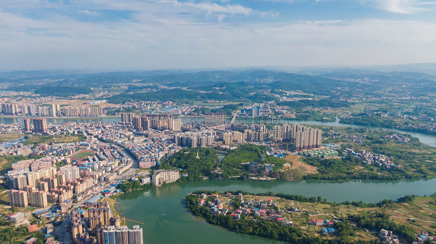 隆回县城城西区域航拍