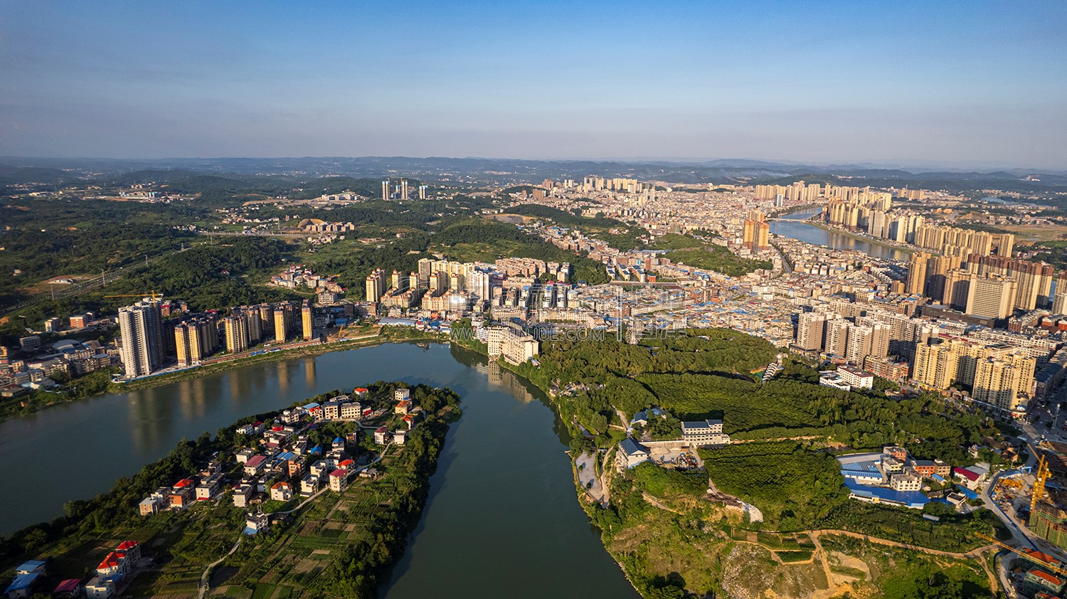 隆回县城城西区域航拍