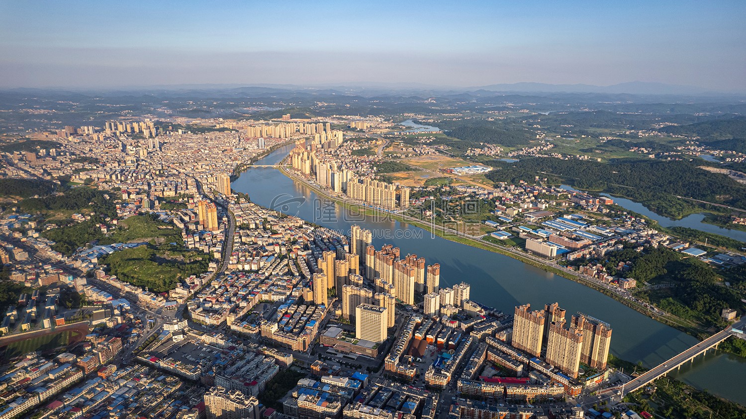 隆回县城城西区域航拍