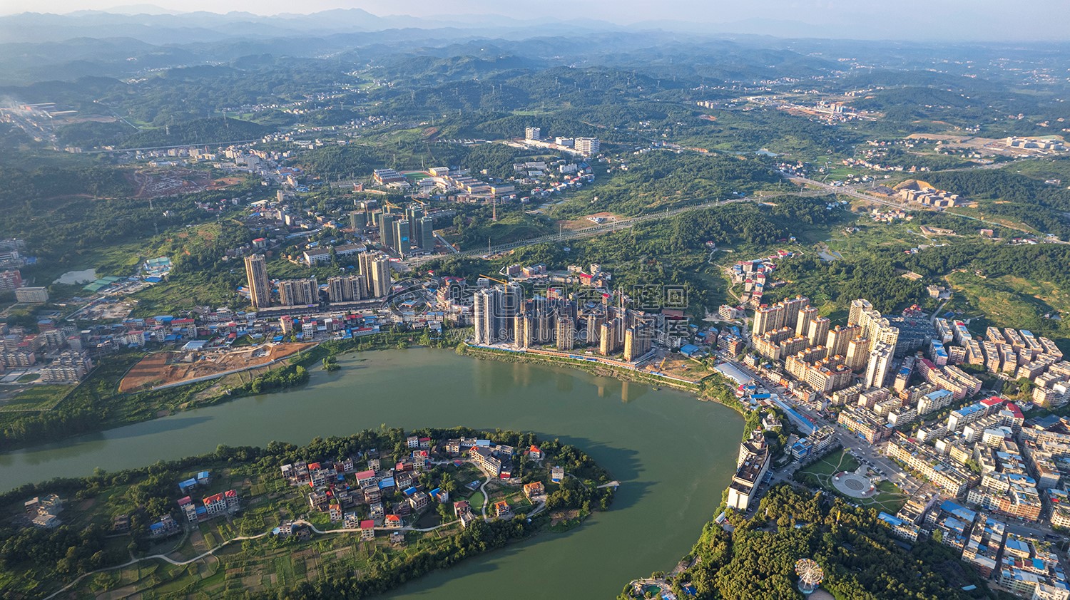 隆回县城城西区域航拍