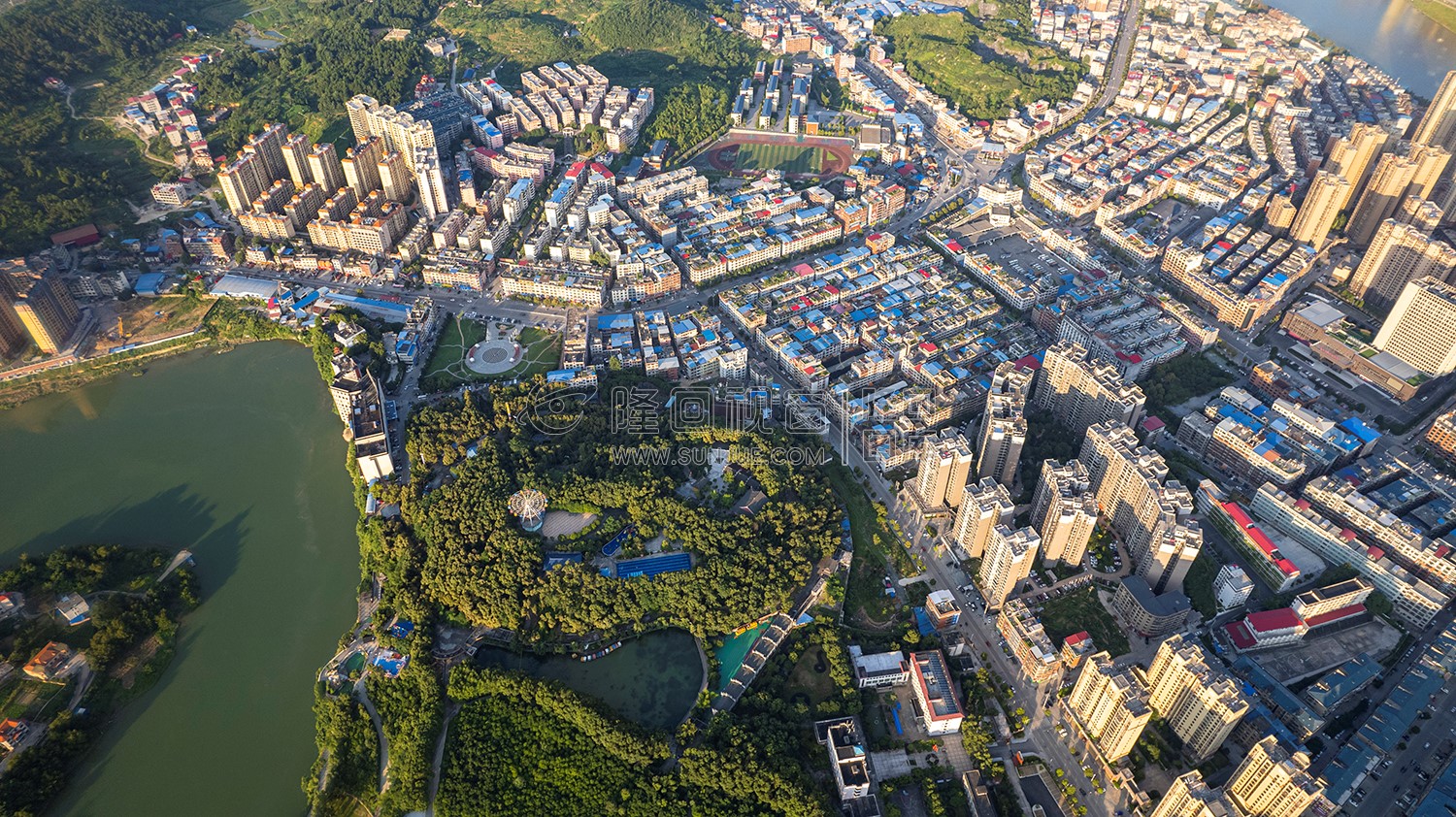 隆回县城城西区域航拍