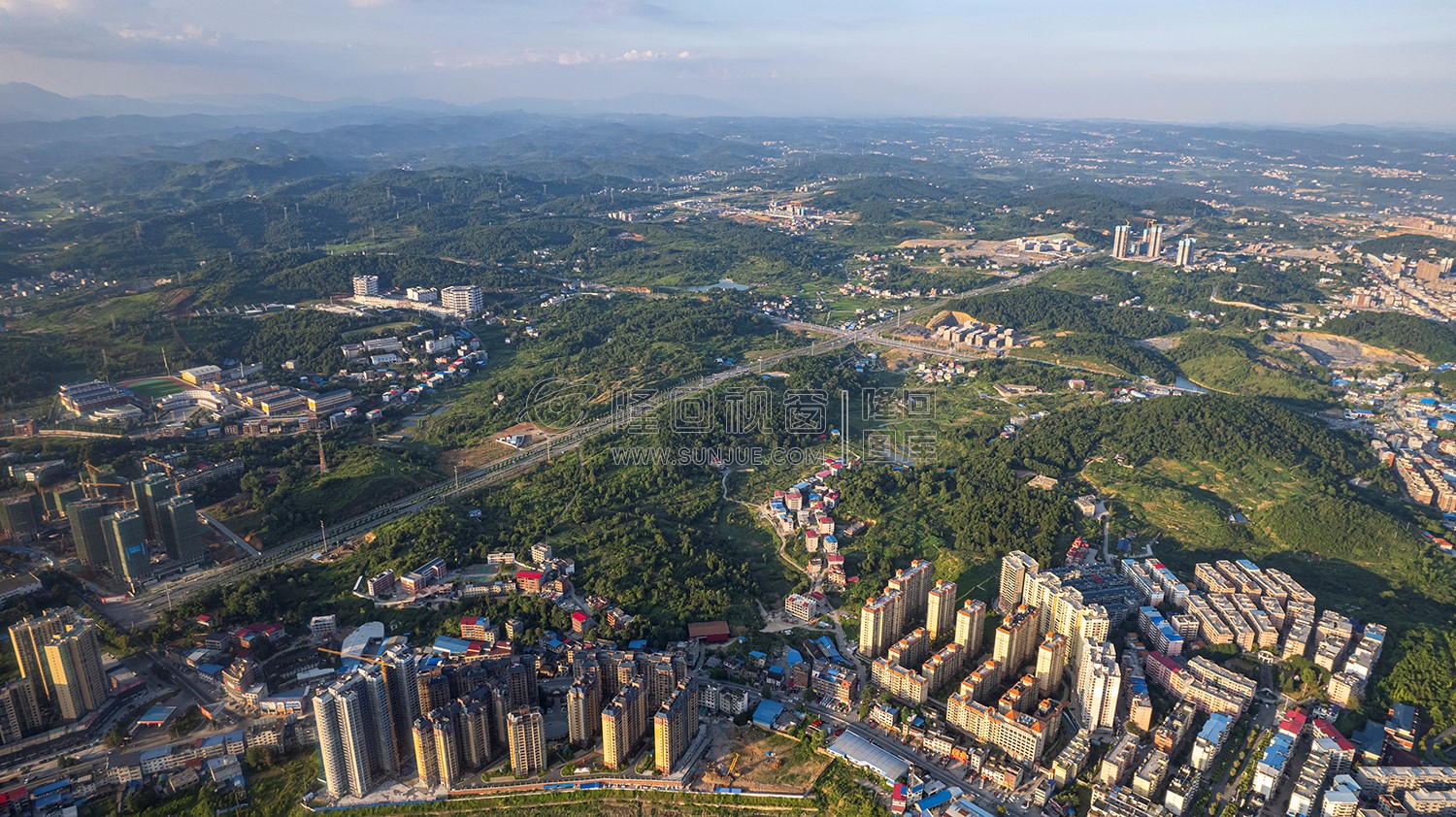 隆回县城城西区域航拍