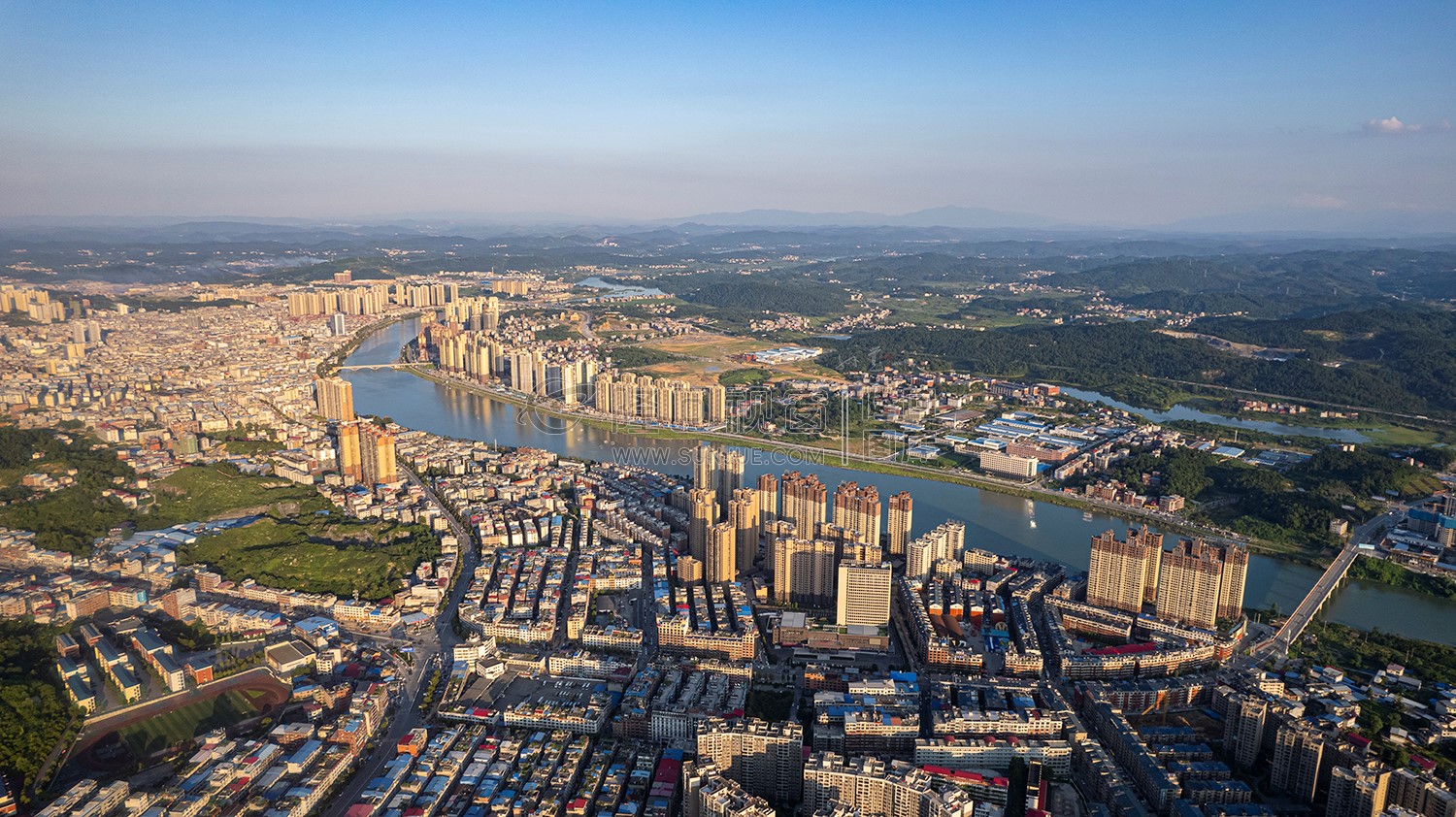 隆回县城城西区域航拍