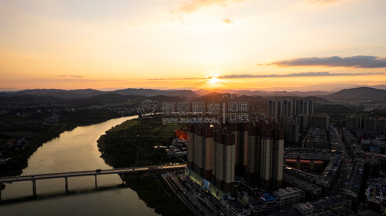 隆回县城夕阳美景