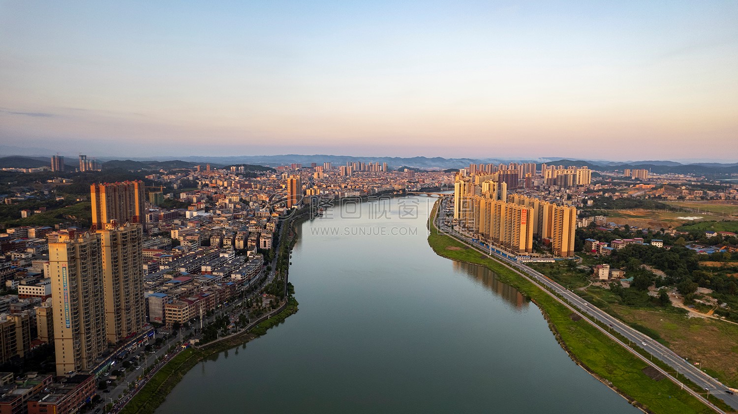 隆回县城夕阳美景