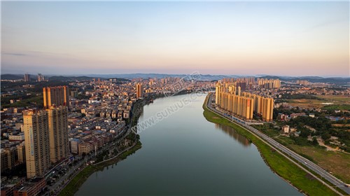 隆回县城夕阳美景
