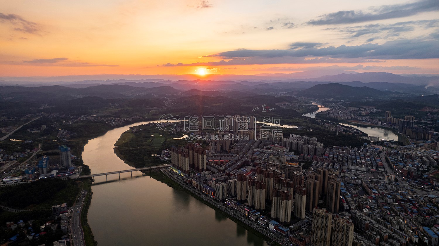 隆回县城夕阳美景