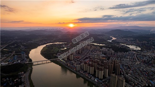 隆回县城夕阳美景