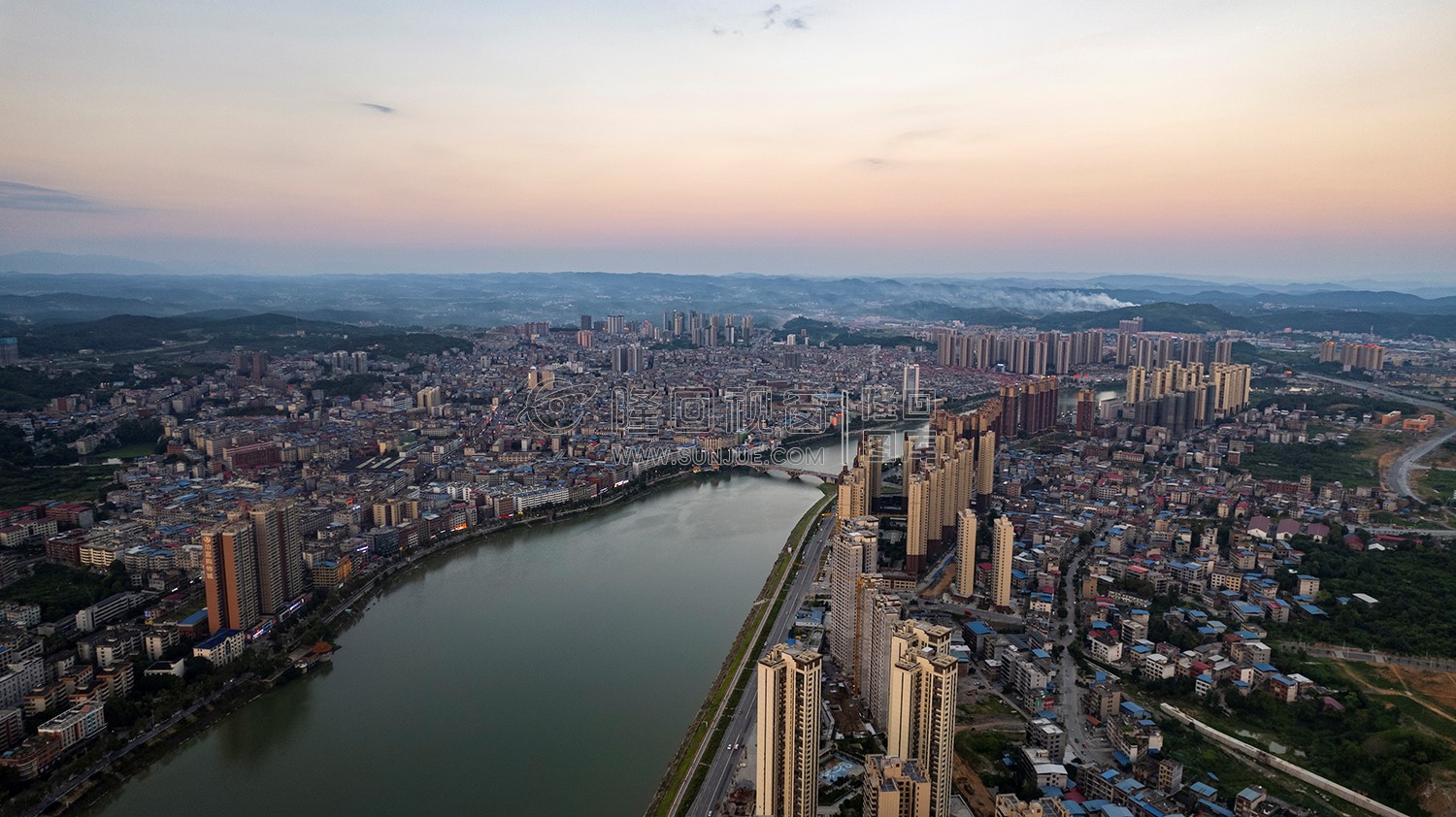 隆回县城夕阳美景