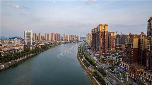 隆回夕阳，赧水河畔的县城风景