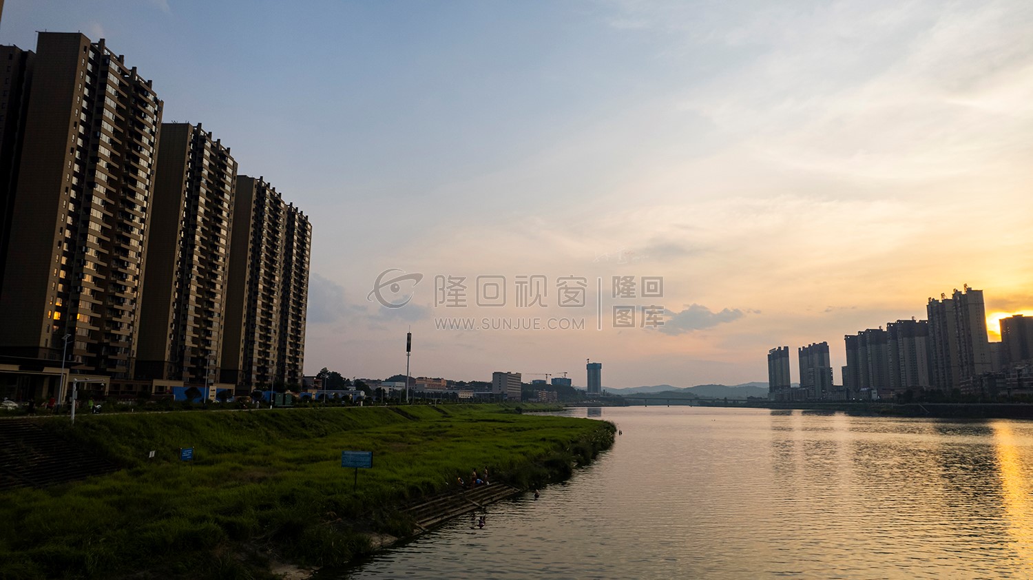 隆回夕阳，赧水河畔的县城风景