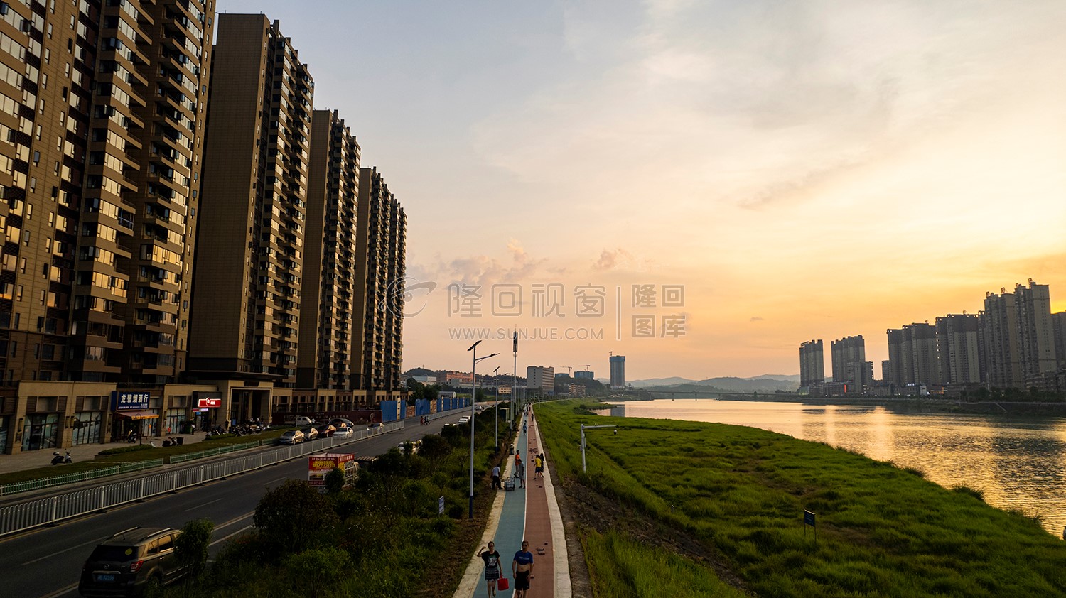 隆回夕阳，赧水河畔的县城风景