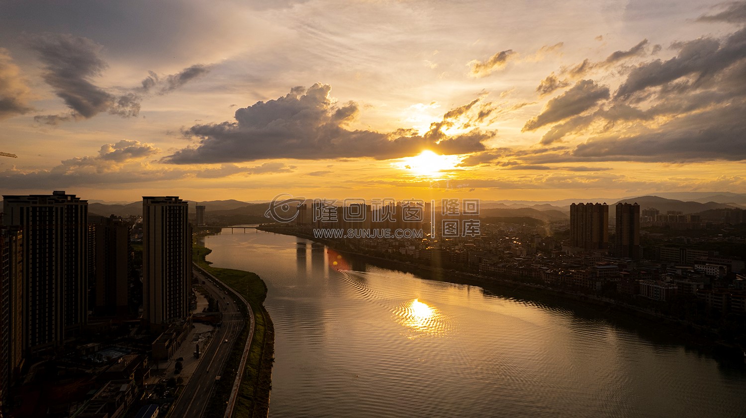 隆回大桥周边金色夕阳