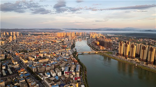 隆回大桥周边金色夕阳