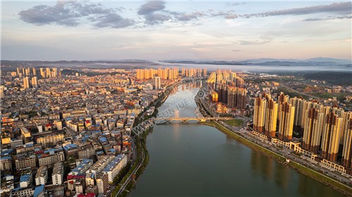 隆回大桥周边金色夕阳