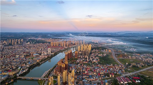 隆回大桥周边金色夕阳