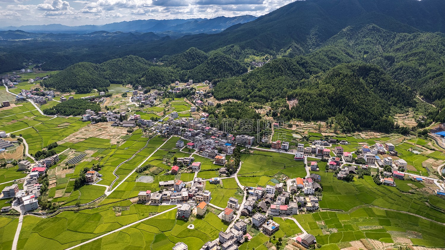 隆回苏河村，千亩稻田连片，木瓜山水流入