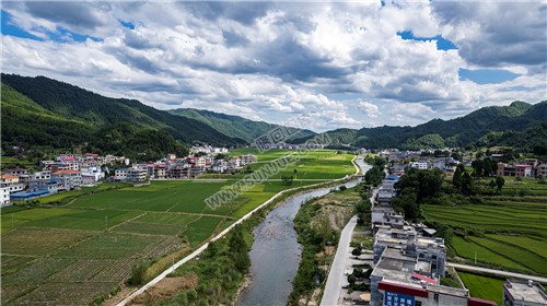 隆回苏河村，千亩稻田连片，木瓜山水流入