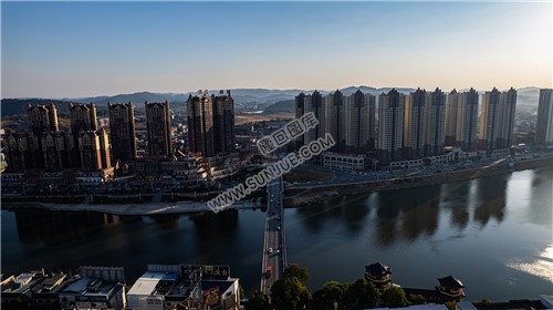 隆回城南巴黎新城沿河风光航拍