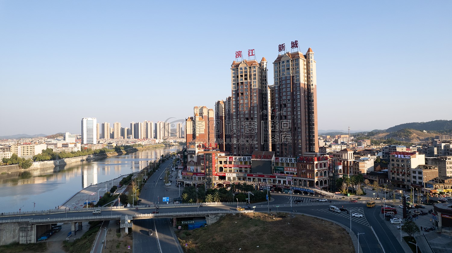 隆回城南巴黎新城沿河风光航拍