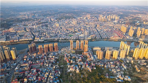 隆回城南巴黎新城沿河风光航拍